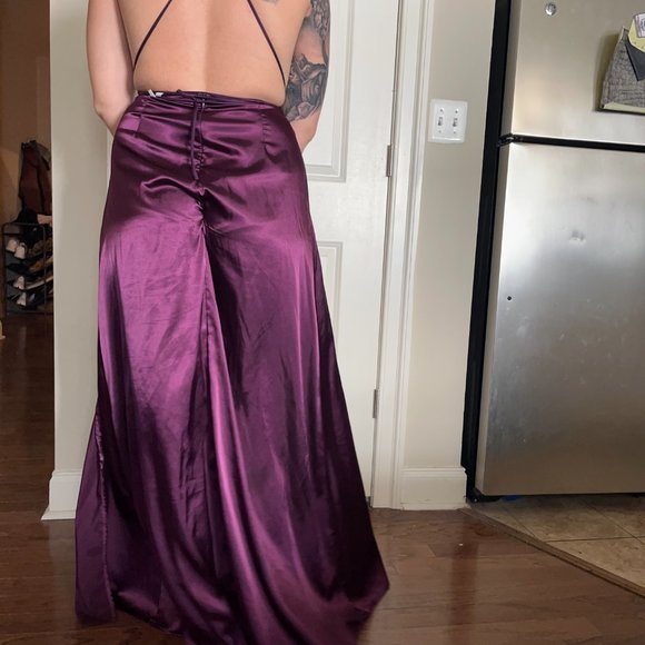 Plum Purple Satin Dress - Picture 5 of 6